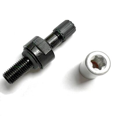 Válvula de aluminio negra recta para sensores de presión TPMS en llantas de BMW, KTM y Kawasaki.