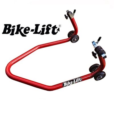 Caballete de taller trasero Bike-Lift RS17L con eje específico para motos Suzuki. Soporte robusto para mantenimiento y aparcamiento.