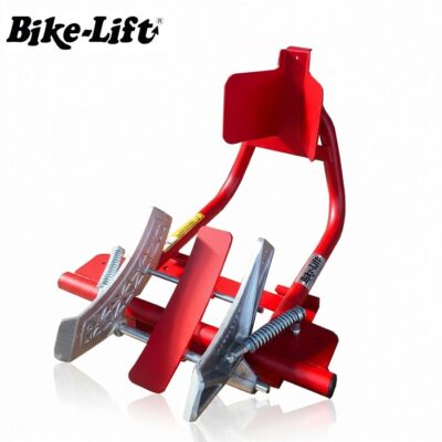 Mordaza automática Bike-Lift W-36S de aluminio con sistema de bloqueo por presión para rueda de motocicleta.
