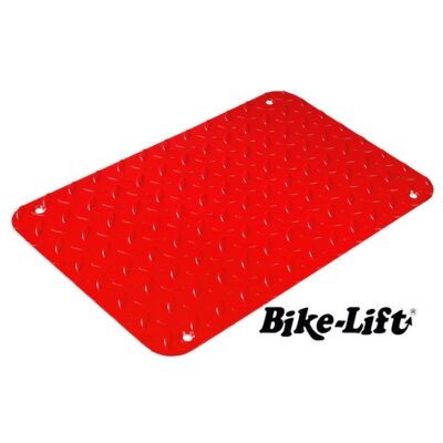 Plataforma antideslizante de chapa estriada Bike-Lift para refuerzo de punto de carga central en elevadores de moto.