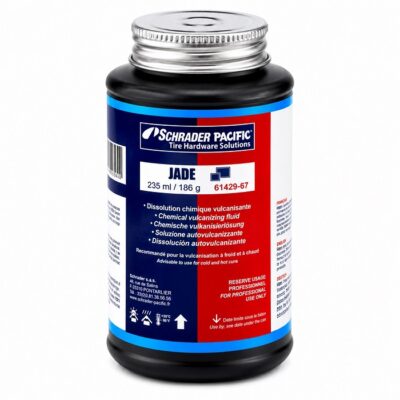 Bote de cemento autovulcanizante JADE de Schrader de 235 ml con pincel aplicador para neumáticos tubeless.