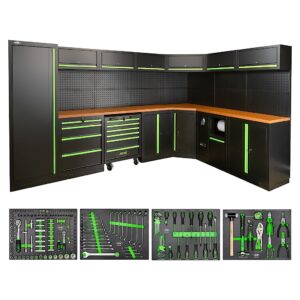 Mueble esquinero para taller con herramientas para el carro