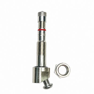 Válvula TPMS recta de latón niquelado para llanta de aluminio Speedline con orificio de Ø9,7mm.