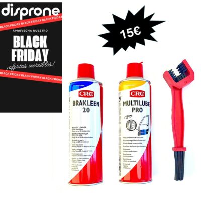 ¡Aproveche el BLACK FRIDAY! El Kit de Mantenimiento de Cadenas esencial ahora con descuento especial. Prolongue la vida útil de moto, quad y UTV con este pack profesional. Incluye potente limpiador BRAKLEEN y grasa lubricante MULTILUBE de alta calidad. El mejor consumible para el taller mecánico que garantiza protección contra desgaste, barro y humedad.