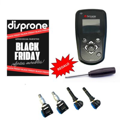 ¡Oferta BLACK FRIDAY! Adquiera el Equipo TPMS Schrader ST-1, la solución ideal para el taller mecánico. Active y reprograme sensores de presión universales de forma intuitiva, con módulo OBD2 incluido de serie. Además, REGALAMOS la Terraja Dinamométrica de par controlado. Máxima calidad y eficiencia para el servicio de neumáticos.