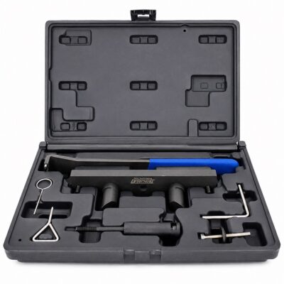Kit de calado profesional para motores VAG 1.8 y 2.0 TFSI con sistema híbrido de correa y cadena.